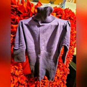 Miley Cyrus Azzari Purple Crop Turteneck Short sleeve sweater Size XS